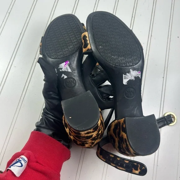 Michael Kors Leopard Print Lena Flex Mid Sandals Block Heels Women’s Size 9.5M - Picture 5 of 11